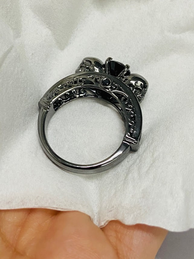 Onyx Skull Engagement Ring