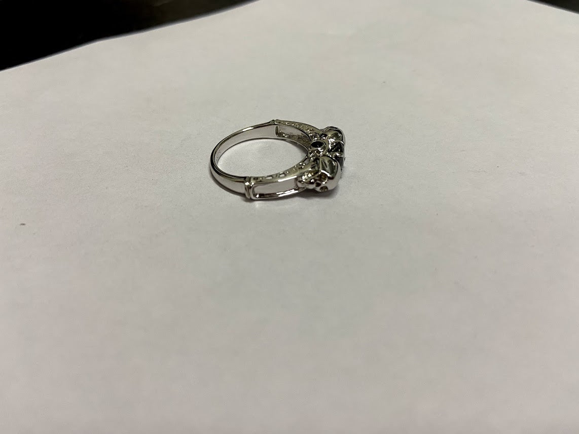 Onyx Filigree Skull Wedding Ring