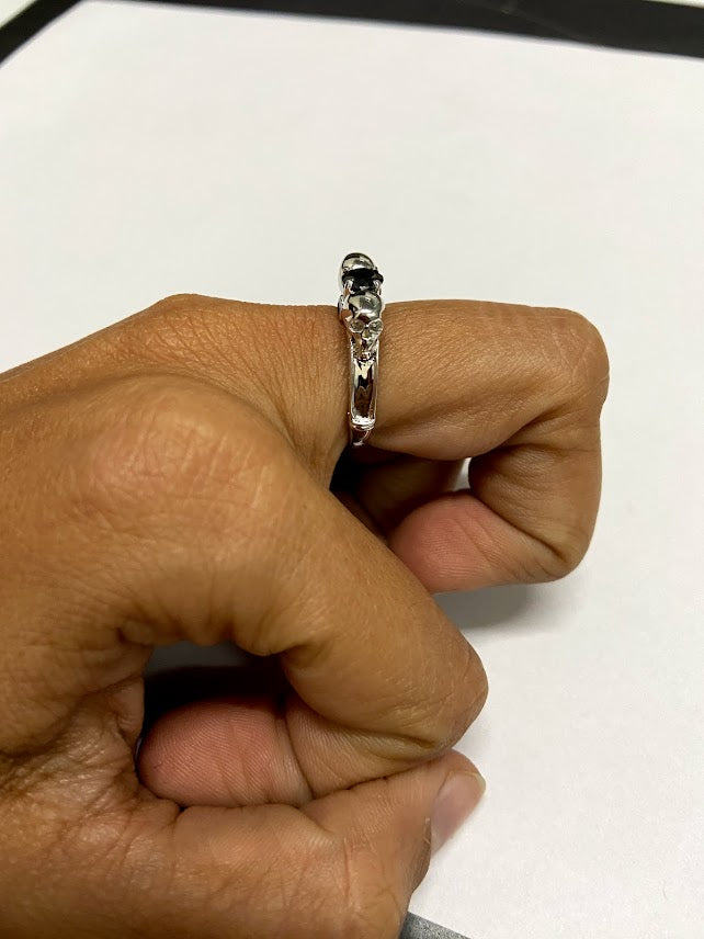 Onyx Filigree Skull Wedding Ring