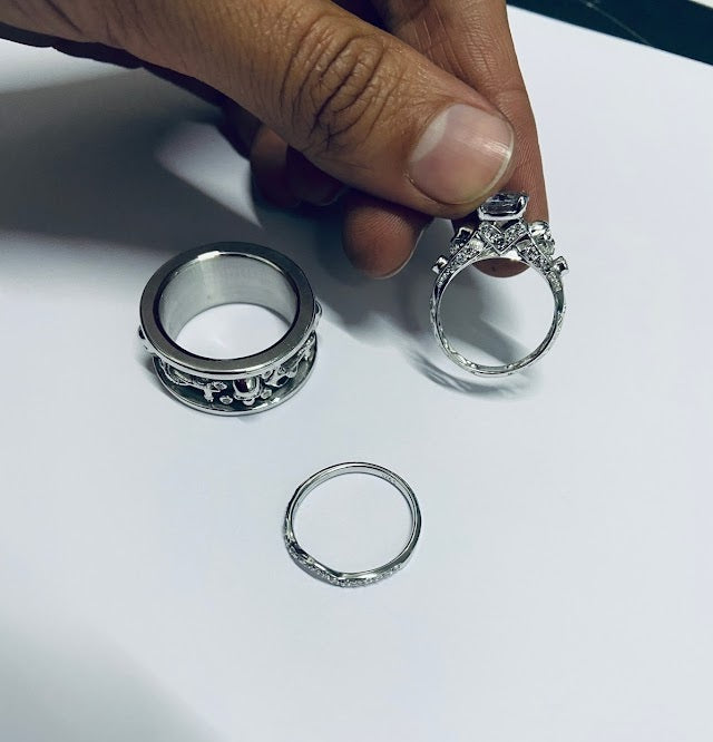 SKULL ANCHOR COUPLE WEDDING RING SET