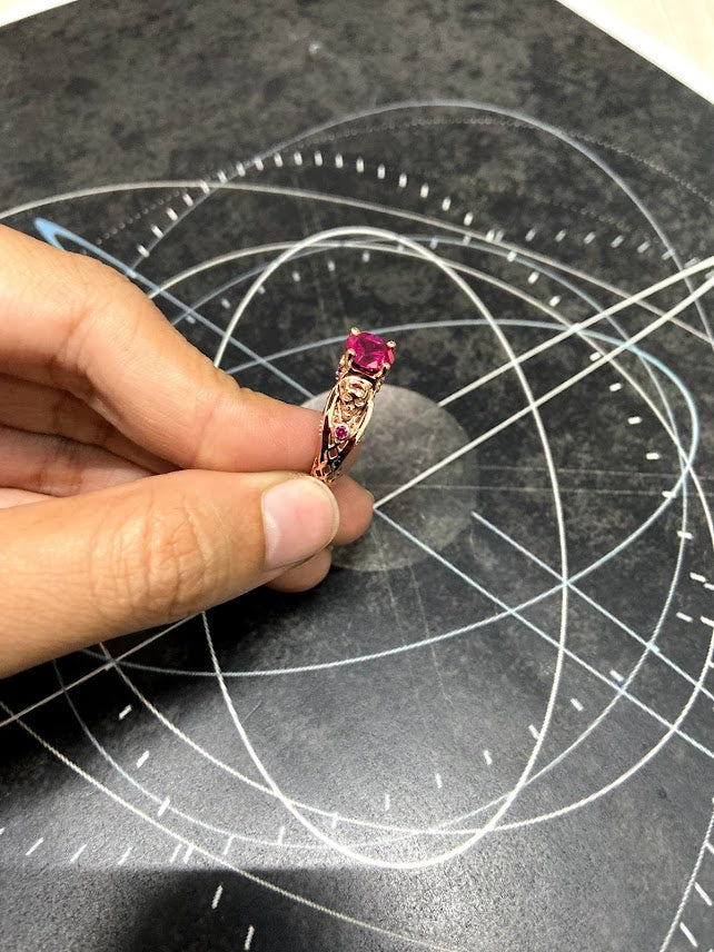 Ruby Gothic Skull Ring