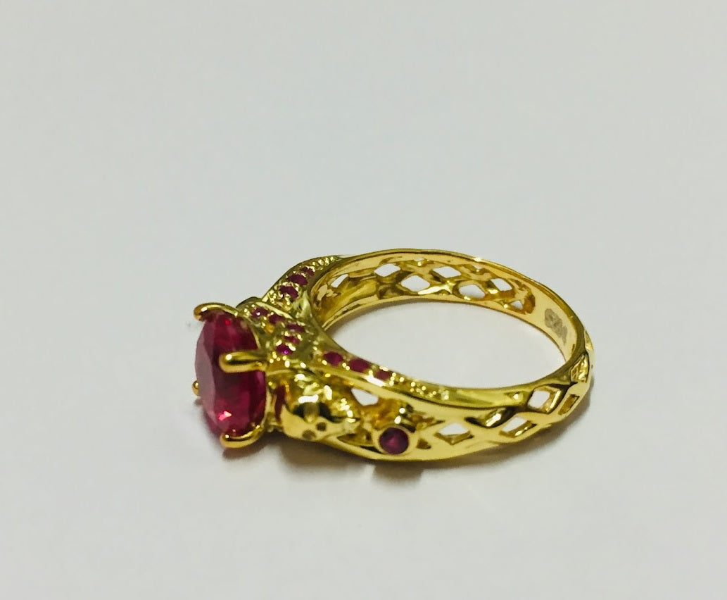 RUBY SKULL WEDDING RING