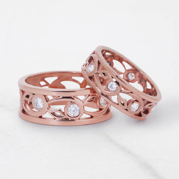 Celtic Wedding Bands for Couple Matching Promise Ring Set