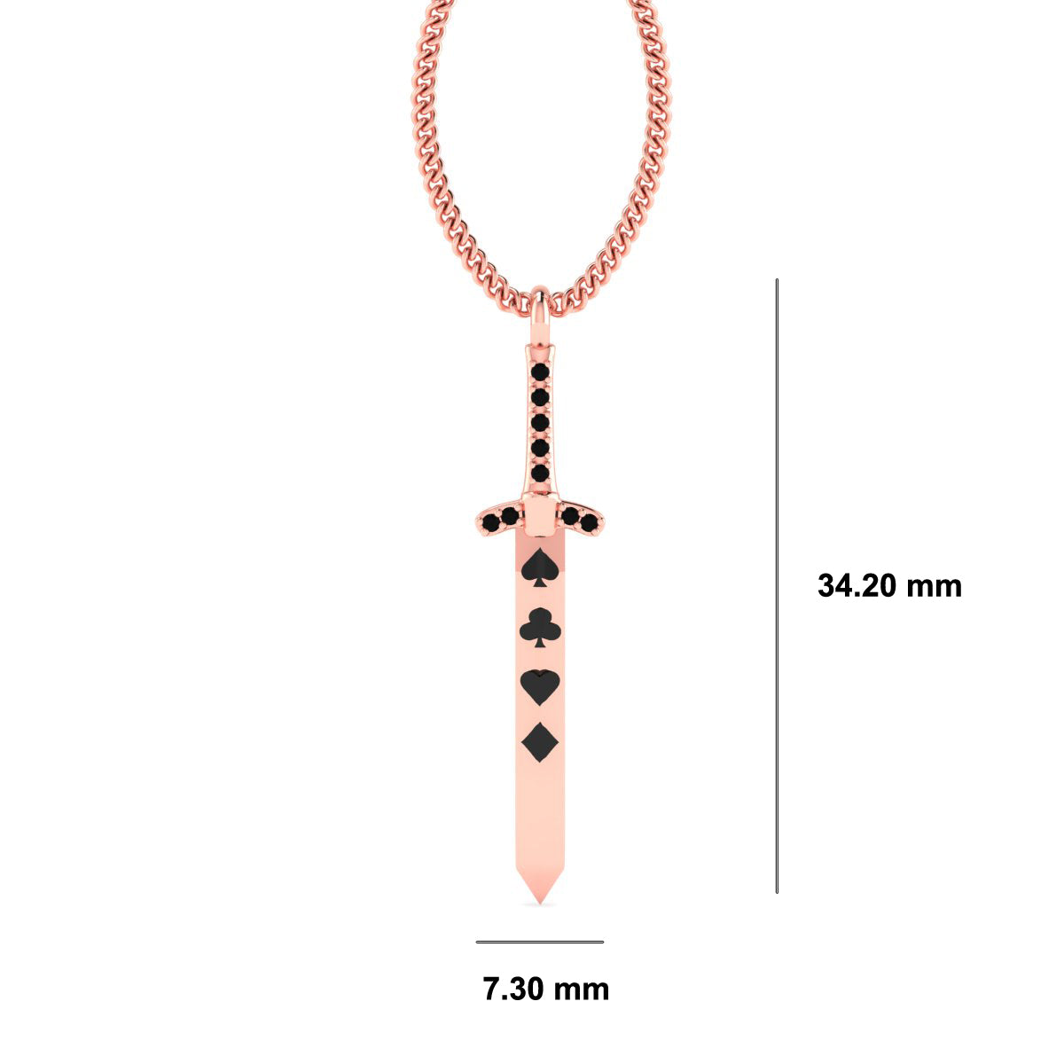 Card Suits Sword Pendant 0.05TCW Black Onyx Sword Locket Jewelry ...