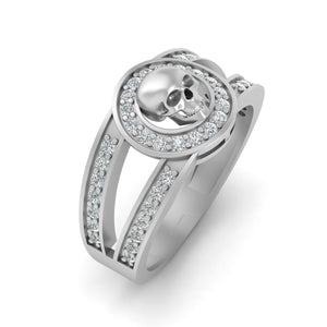 Mens Skull Wedding Ring 0.40TCW Diamond Skull Ring 925 Silver