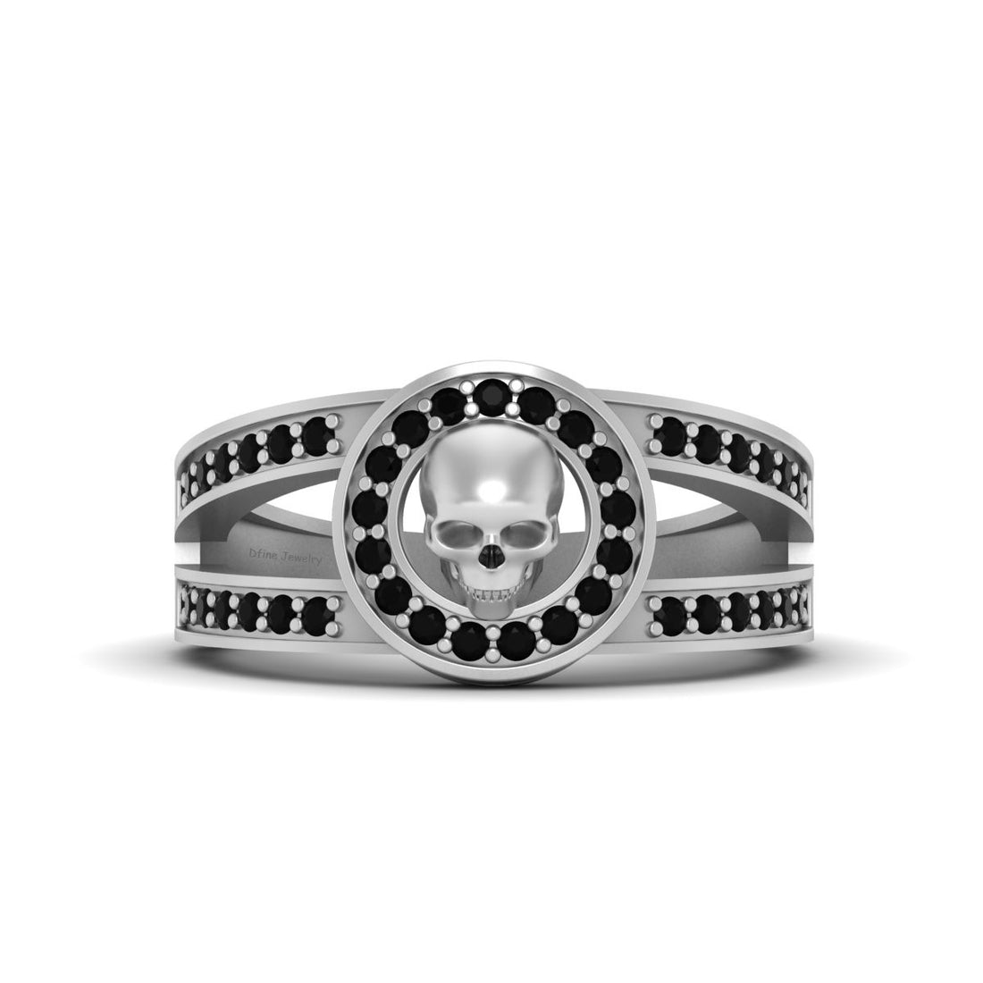 White Gold Skull Wedding Band