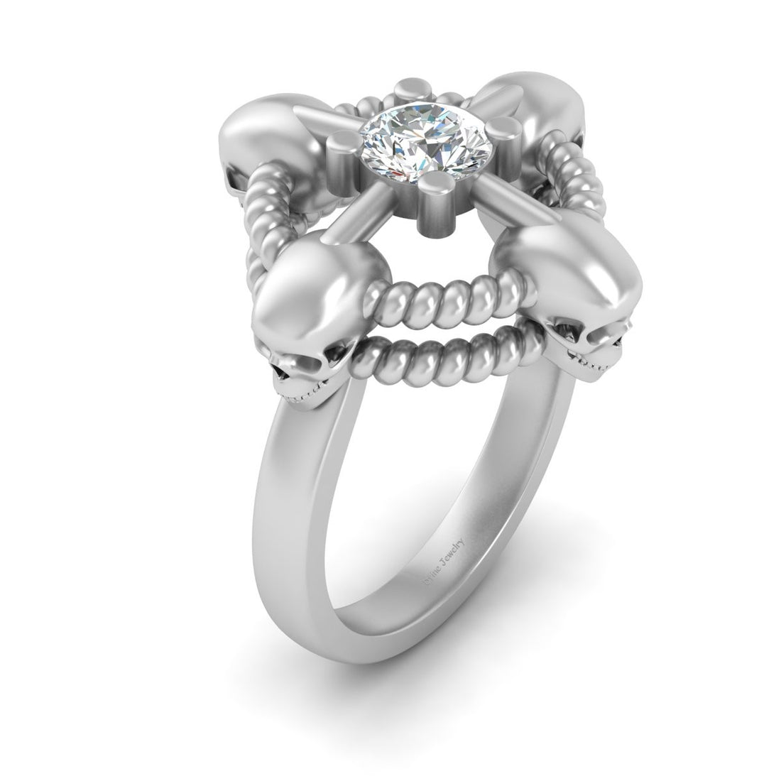 SOLITAIRE DIAMOND SKULL ENGAGEMENT RING