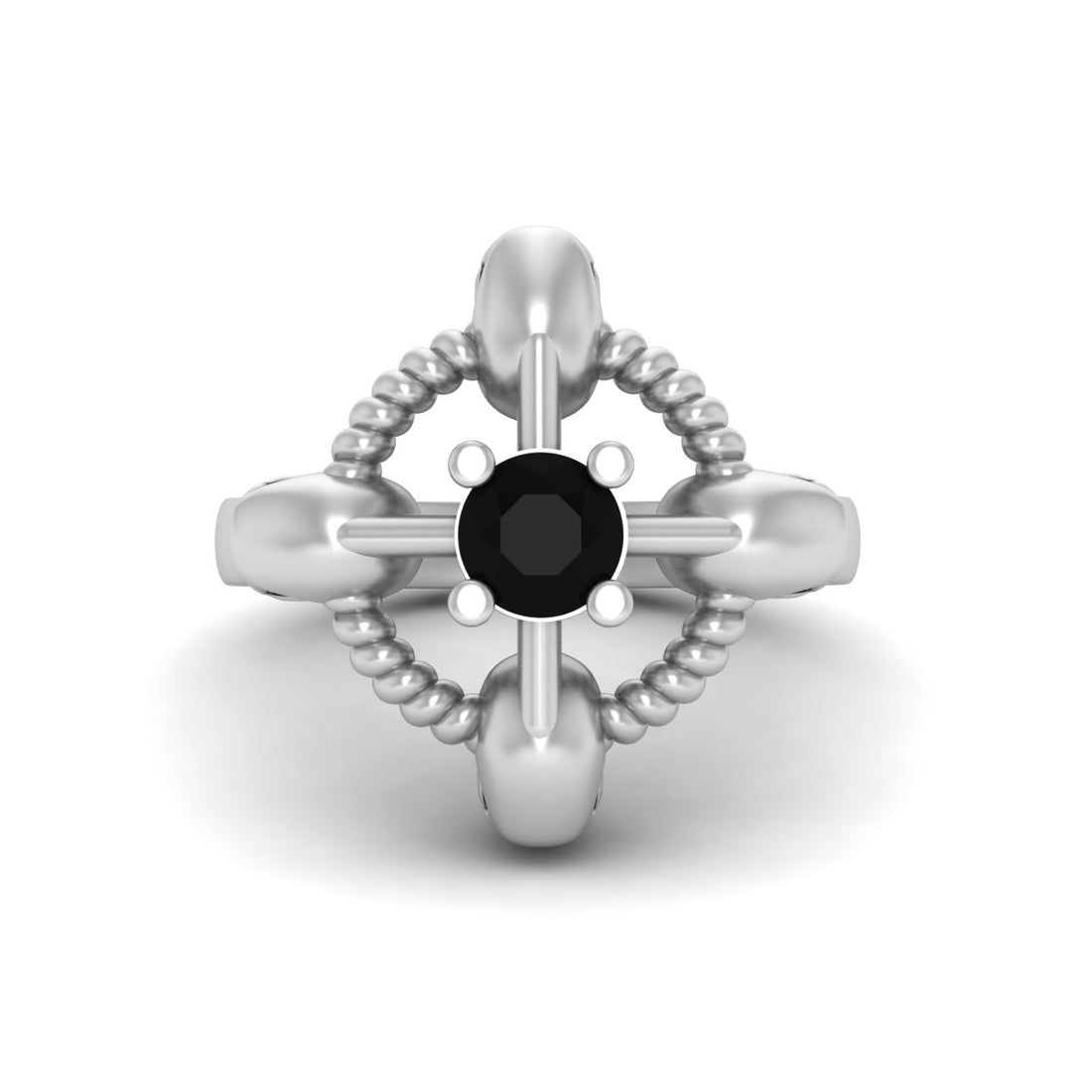 Solitaire Onyx Skull Wedding Ring