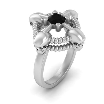 Solitaire Onyx Skull Wedding Ring