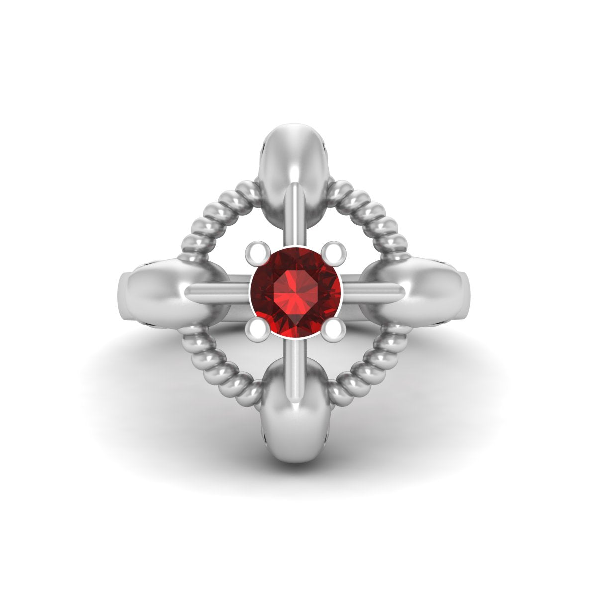 0.60CT Garnet Skull Engagement Ring