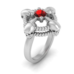 0.60CT Garnet Skull Engagement Ring Rope Skull Ring Womens