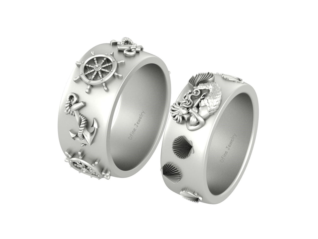 NAUTICAL WEDDING BANDS FOR COUPLE