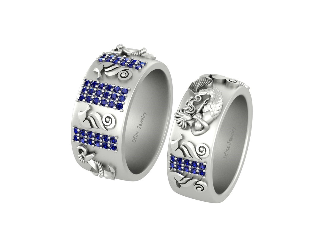 NAUTICAL ANCHOR MATCHING COUPLE BANDS