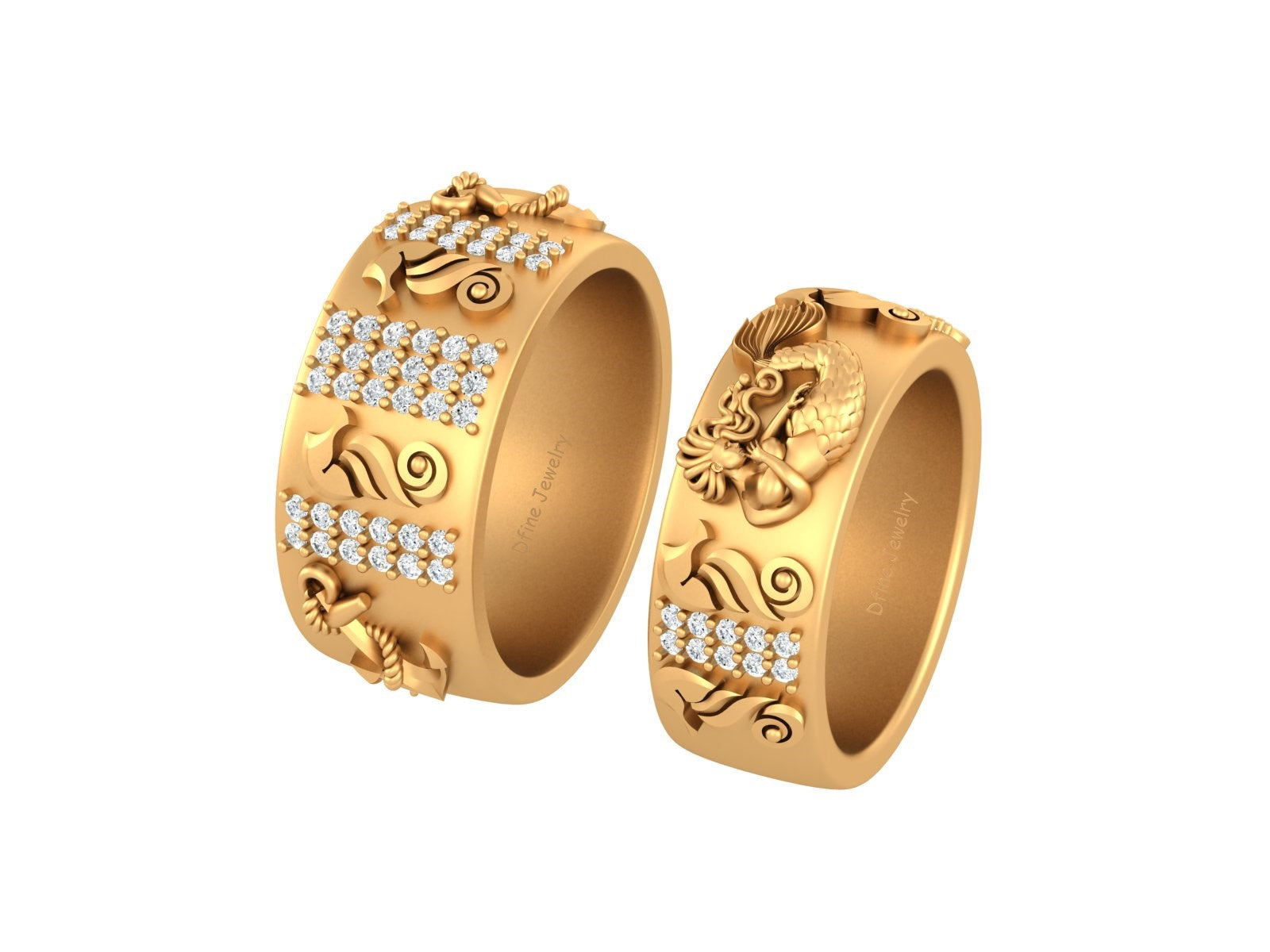 NAUTICAL ANCHOR PIRATE WEDDING BAND SET