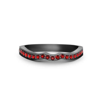Gothic Stacking Wedding ring with red gemstones 