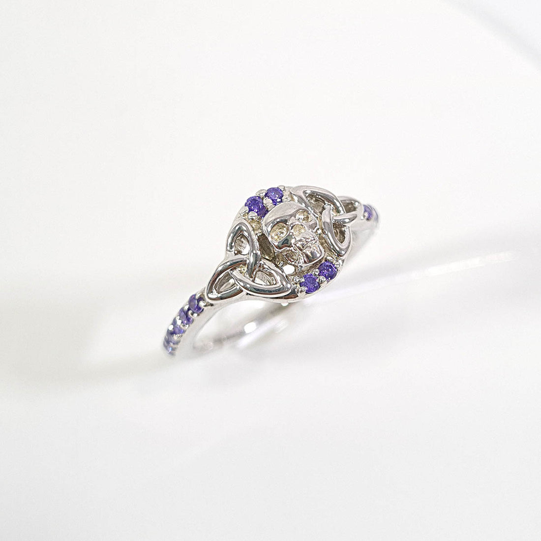 Amethyst Celtic Skull Engagement Ring