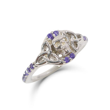 Amethyst Celtic Skull Engagement Ring
