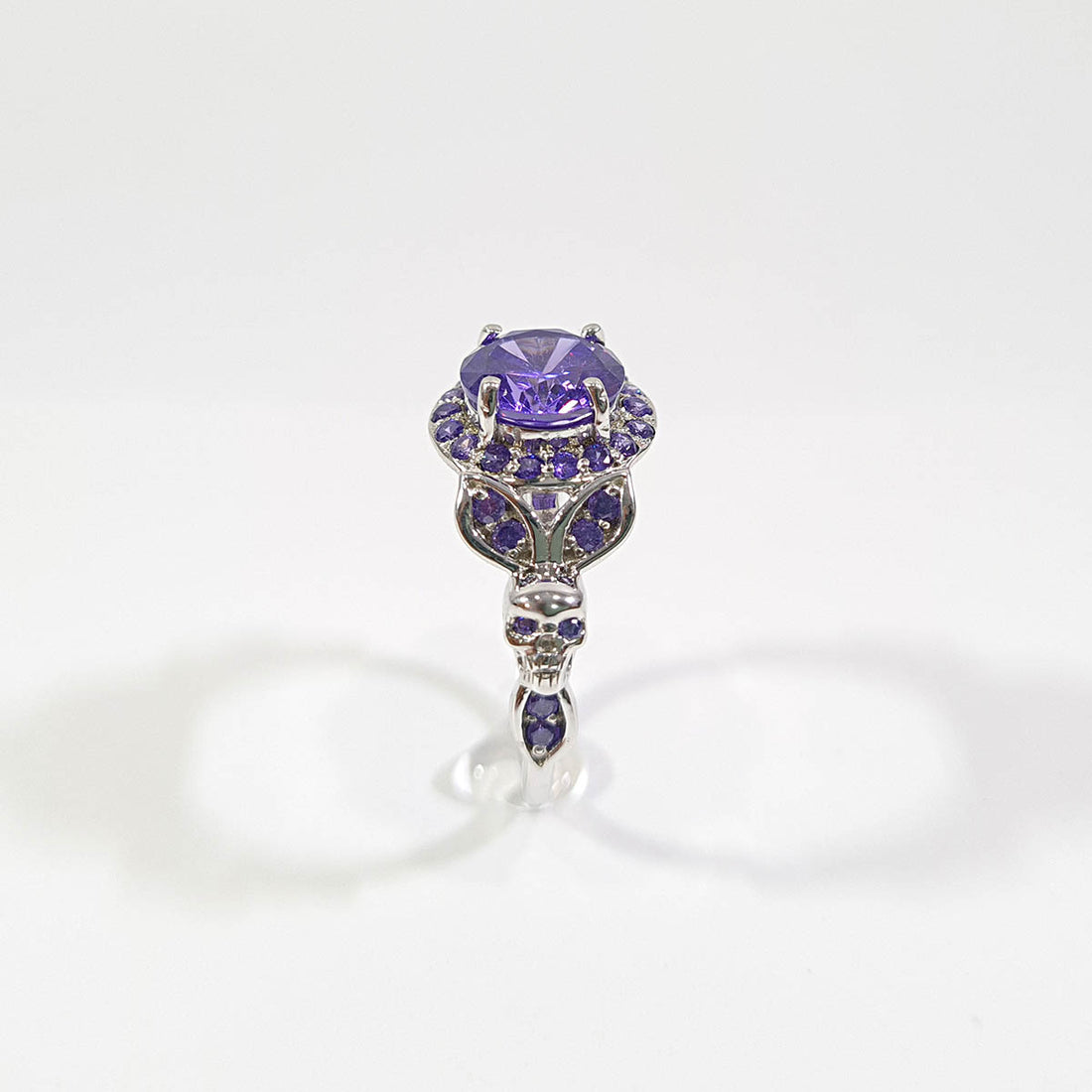 1.65TCW Purple Amethyst Skull Engagement Ring