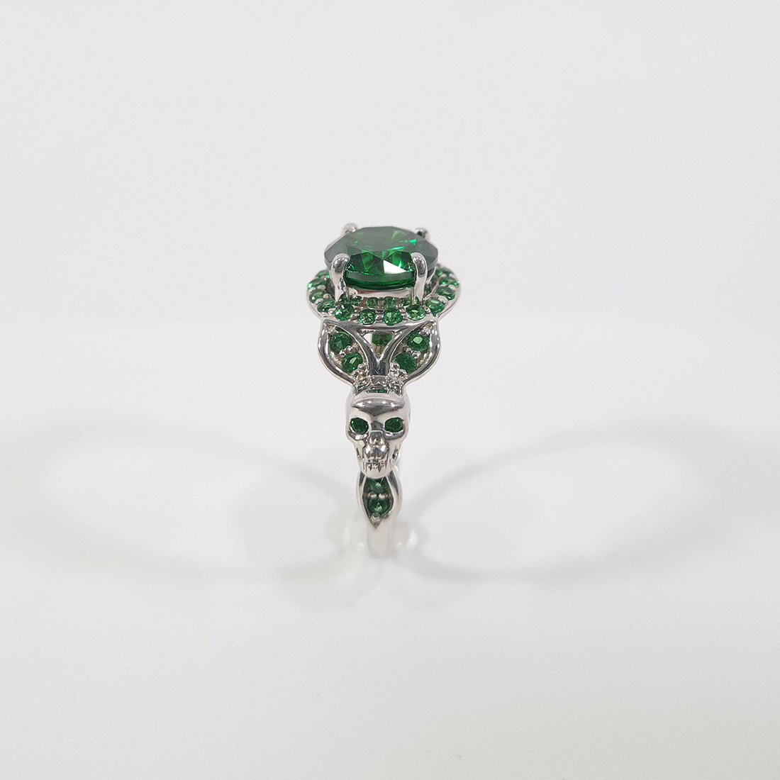 HALO EMERALD SKULL PROMISE RING