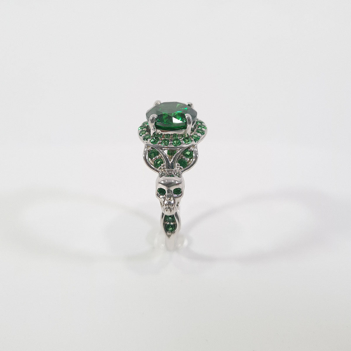 HALO EMERALD SKULL PROMISE RING