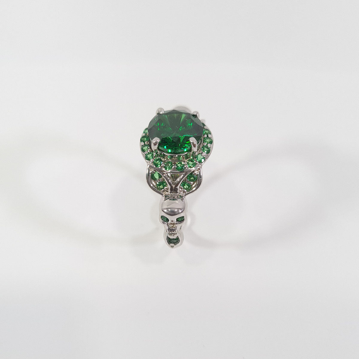 HALO EMERALD SKULL PROMISE RING