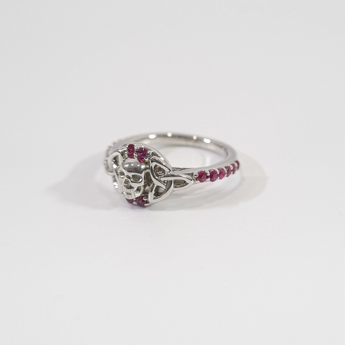 SILVER TRINITY SKULL RING