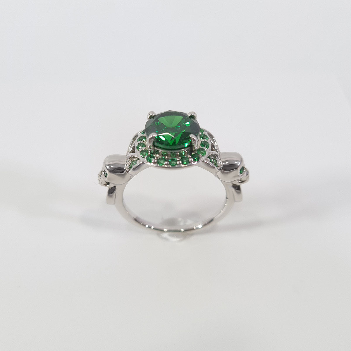 HALO EMERALD SKULL PROMISE RING