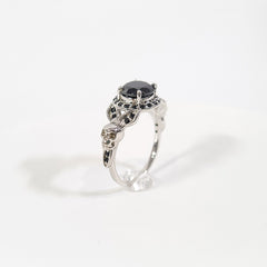 1.65TCW Onyx Skull Promise Ring White Gold Skull Ring Womens