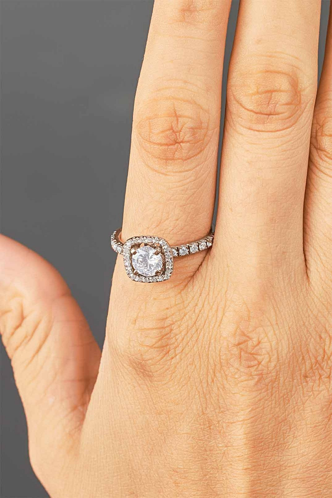 Classic Halo Moissanite Diamond Engagement Ring Promise Wedding Anniversary Rose Gold White Gold Sterling Silver