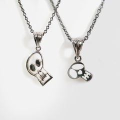 Sugar Skull Pendants Silver Skull Couple Pendant Set With Chain