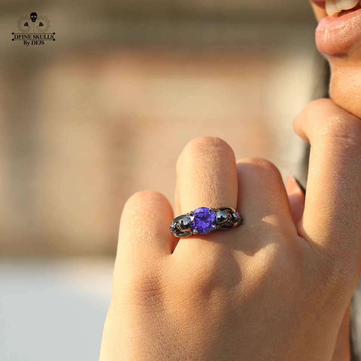 AMETHYST SKULL PROMISE RING