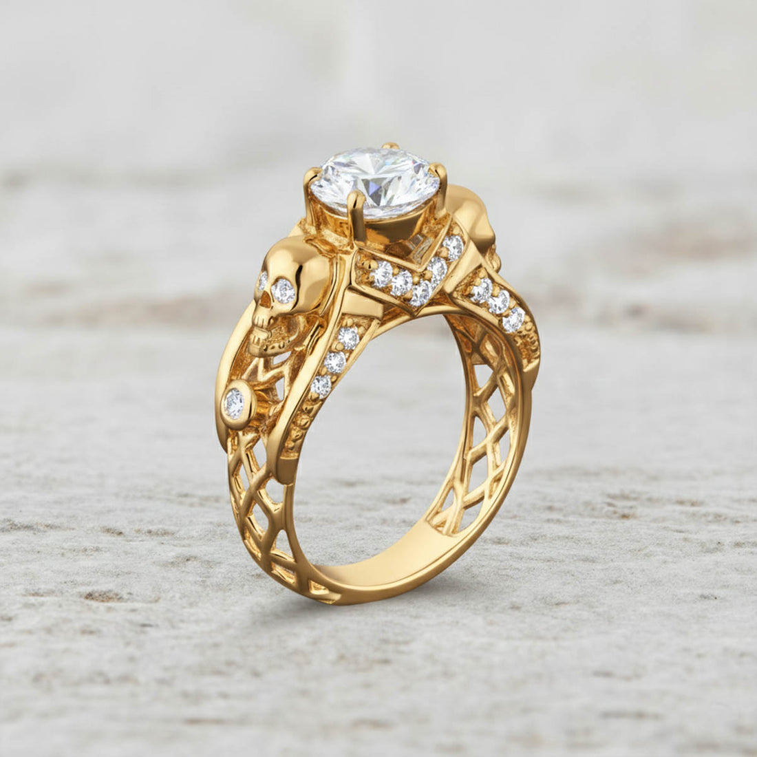 GOLD SKULL WEDDING RING