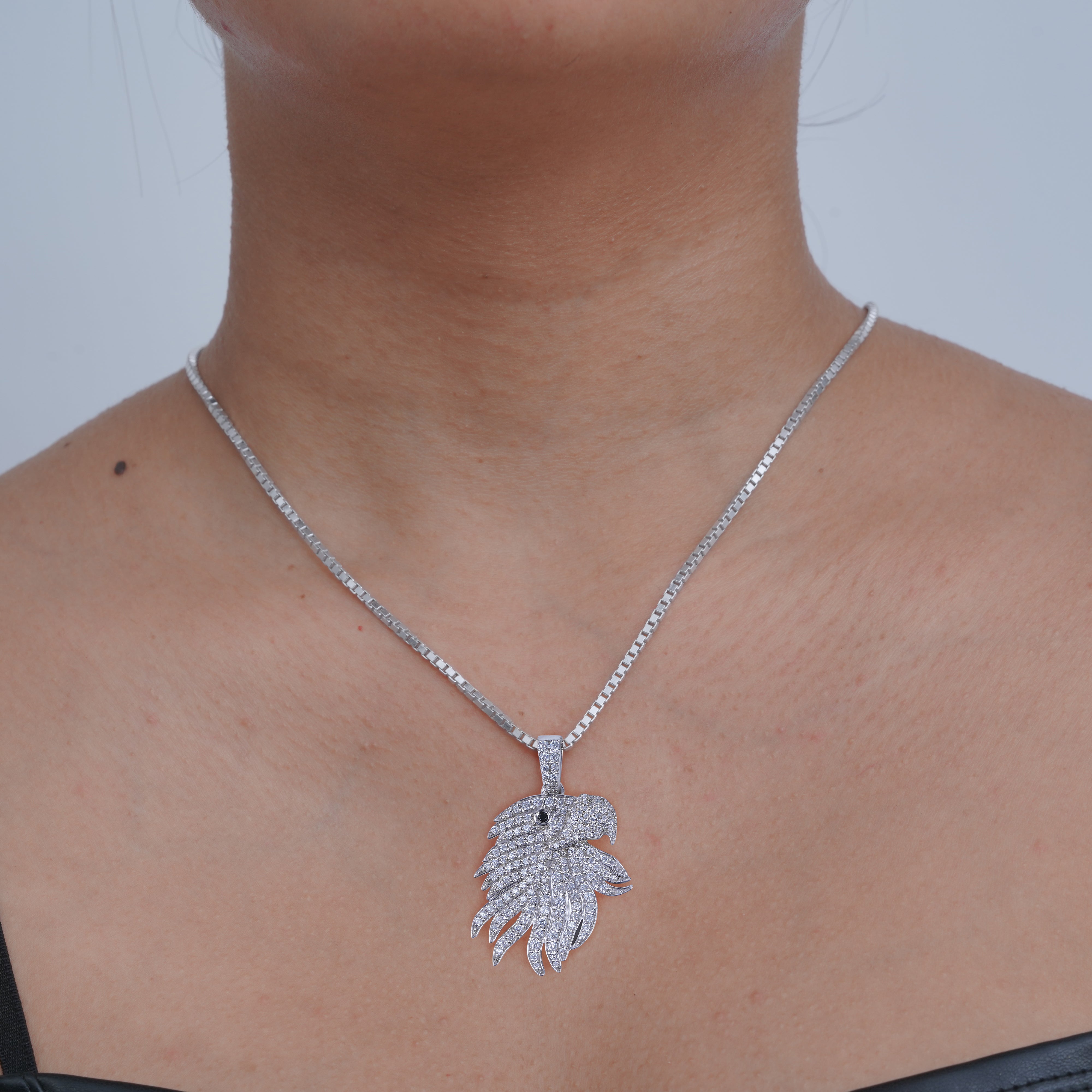 Hip Hop Eagle Necklace Moissanite Iced Out Eagle Pendant Silver