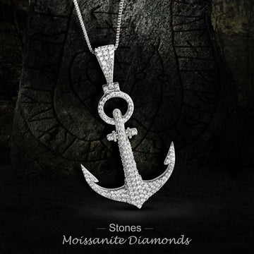 Iced Out Anchor Necklace Pendant Nautical Hip Hop Jewelry Moissanite Diamond