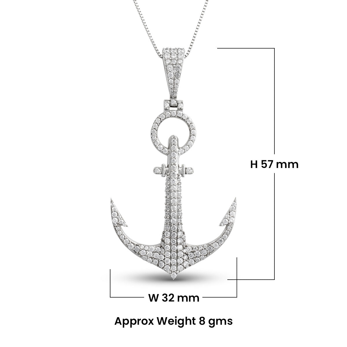 Iced Out Anchor Pendant Necklace Nautical Hip Hop Jewelry AAA CZ Diamond Sterling Silver