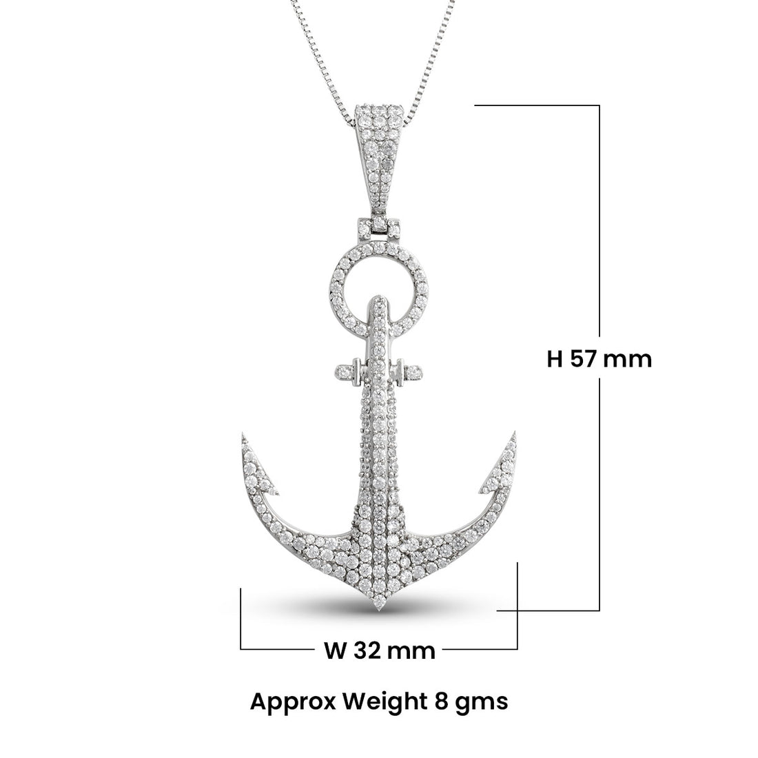 Iced Out Anchor Necklace Pendant Nautical Hip Hop Jewelry Moissanite Diamond