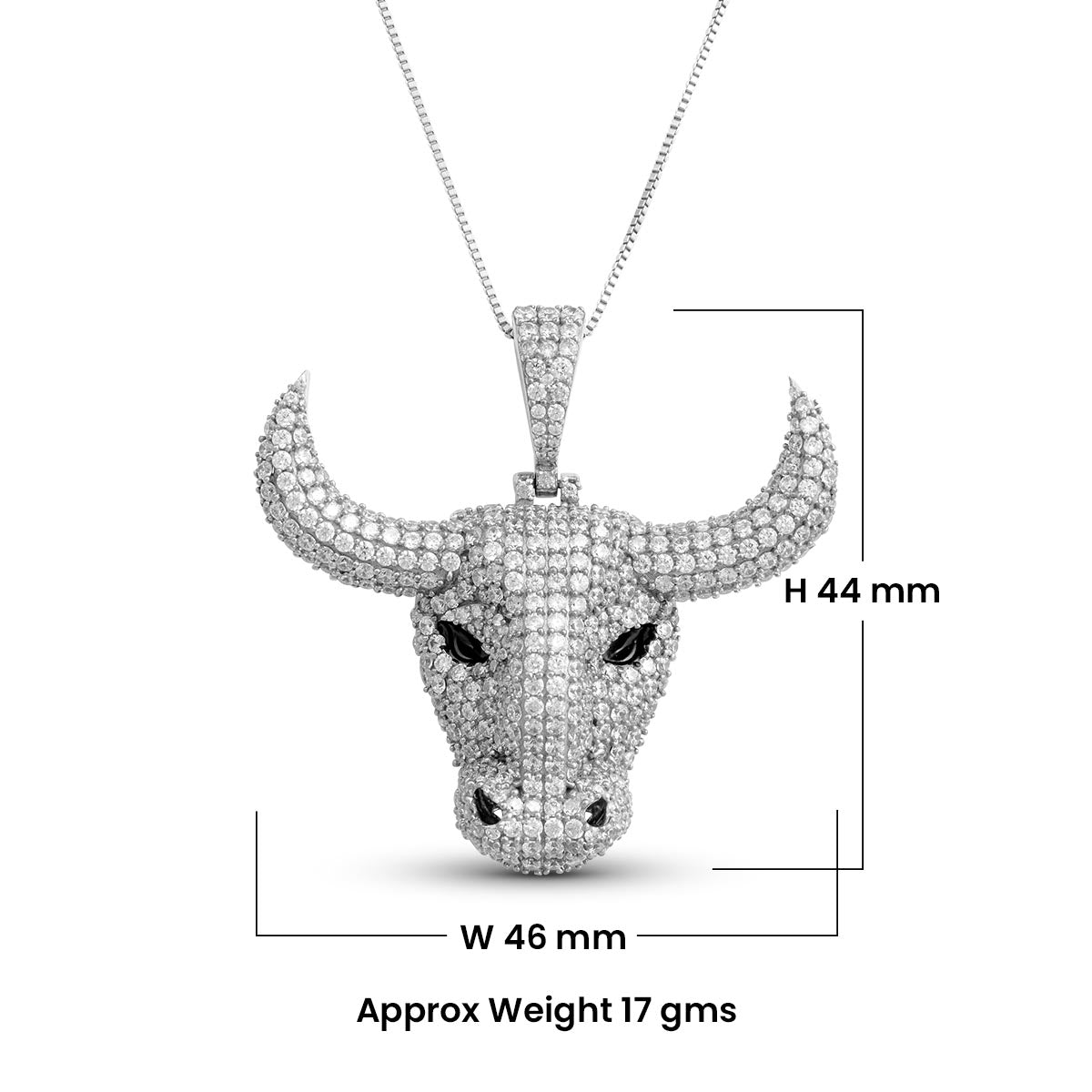 Bull Head Pendant Iced Out Bull Necklace Hip Hop Wild Animal Jewelry Sterling Silver