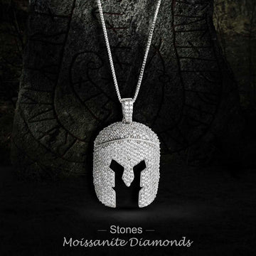 Iced Out Warrior Face Shield Necklace Moissanite Pendant Hip Hop Jewelry Silver
