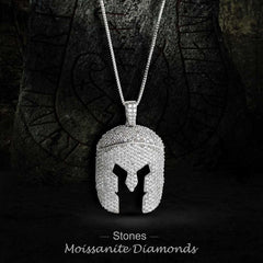Iced Out Warrior Face Shield Necklace Moissanite Pendant Hip Hop Jewelry Silver