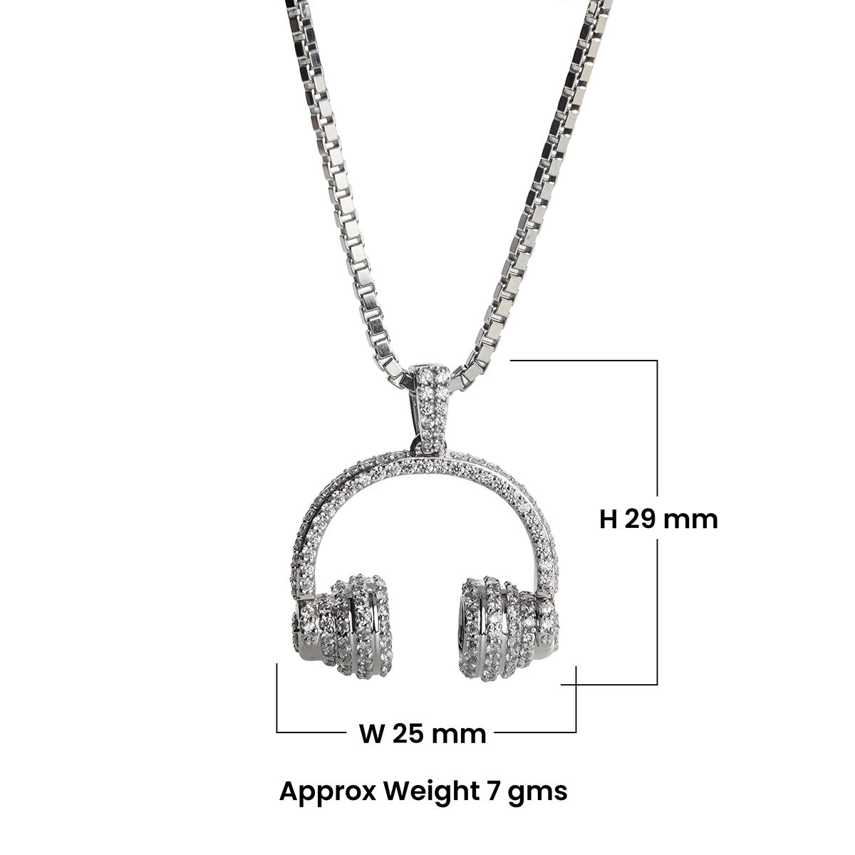 Iced Out Headphone Pendant Necklace Hip Hop Jewelry for Men Women CZ Diamond Sterling Silver