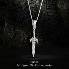 Moissanite Viking Sword Pendant Diamond Iced Out Sword Necklace Hip Hop Jewelry
