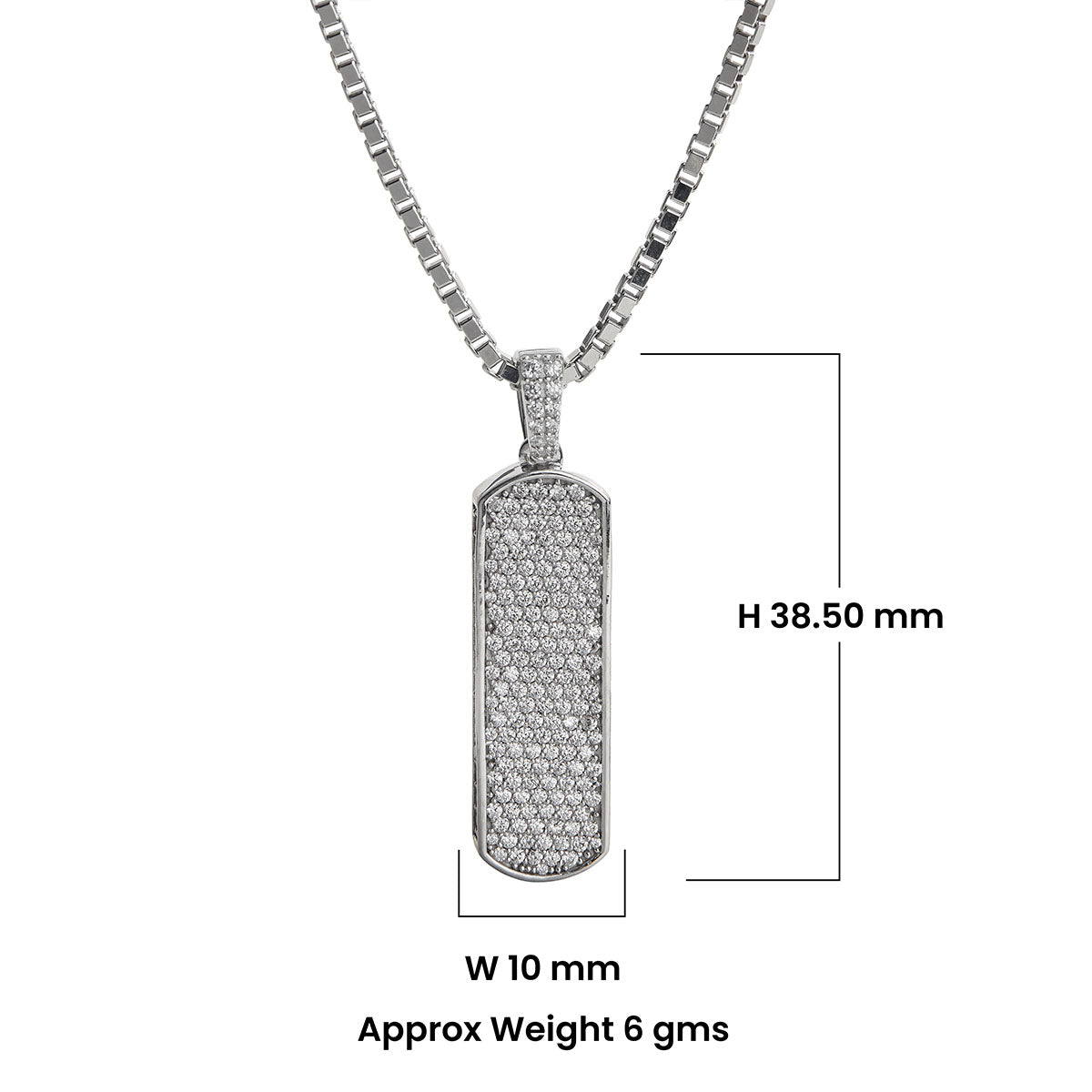Iced Out Vertical Bar Necklace Hip Hop Pendant Unisex Jewelry Sterling Silver