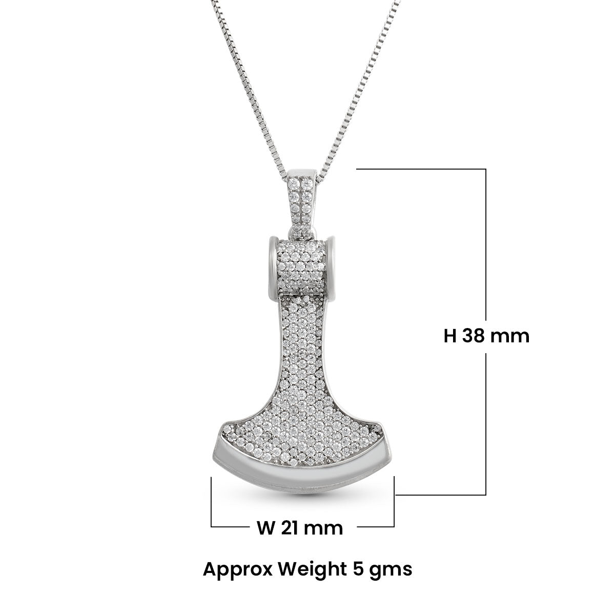 Icedout Viking Axe Pendant Necklace Hip Hop Jewelry Sterling Silver CZ Diamond