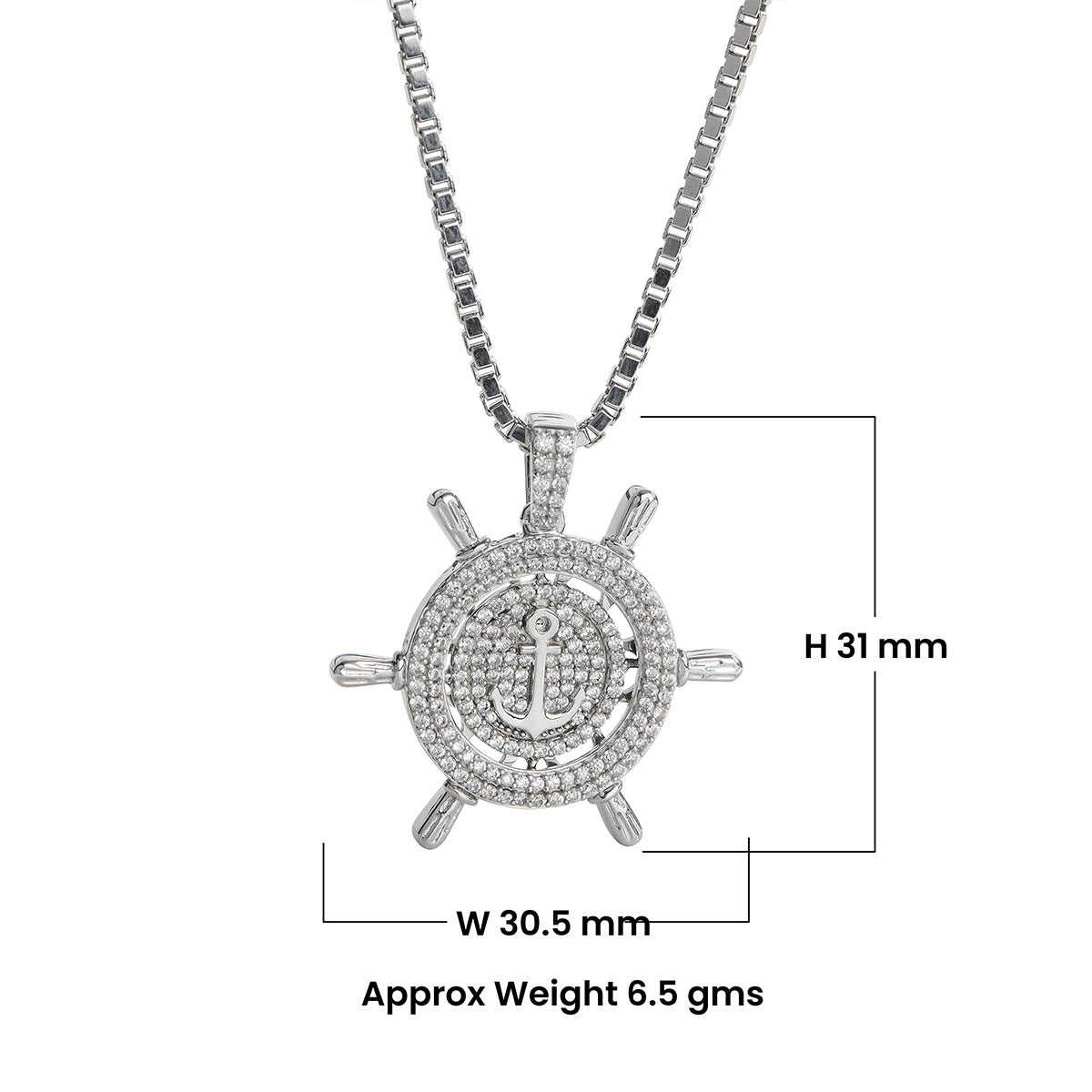 Steering Wheel and Anchor Pendant Necklace Diamond Iced Out Hip Hop Jewelry