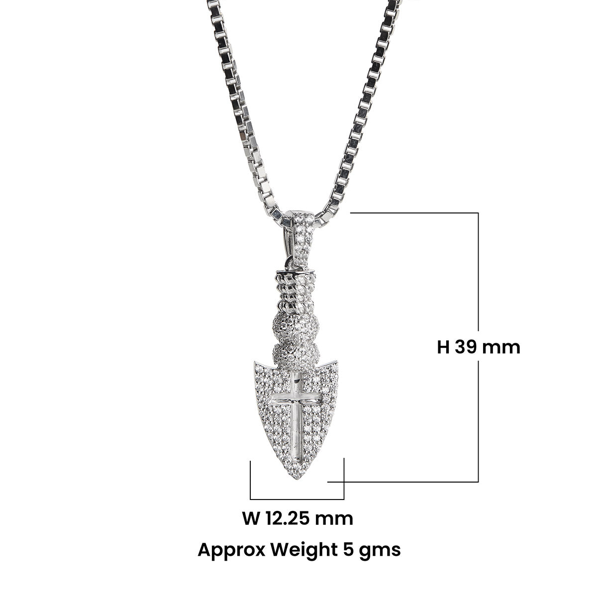 Odin's Spearhead Pendant Necklace with Cross Iced Out Viking Jewelry