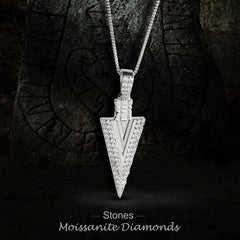 Moissanite Gungnir Pendant Viking Necklace Odin's Spear Head Norse Jewelry Silver