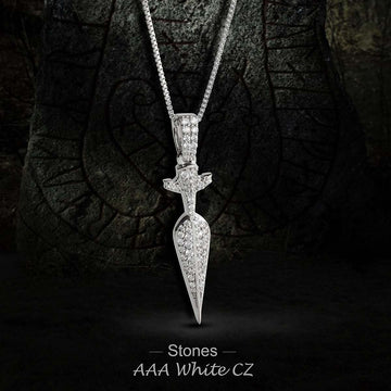 Gungnir Pendant Necklace Viking Spear Head Sterling Silver Hip Hop Jewelry