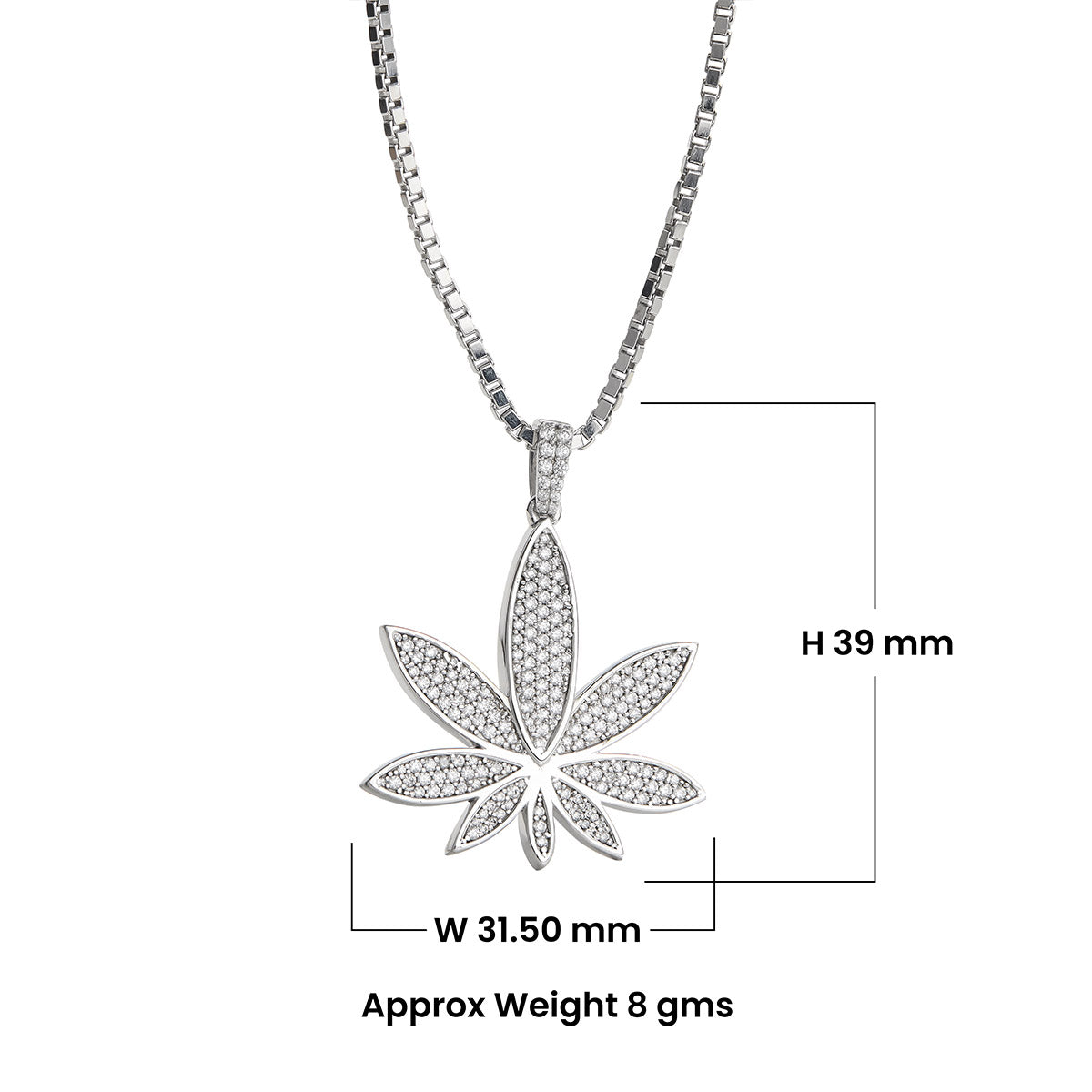 Marijuana Pendant Necklace Hip Hop Iced Out Jewelry Cannabis Leaf 420 Day Sterling Silver Diamond Cubic Zirconia