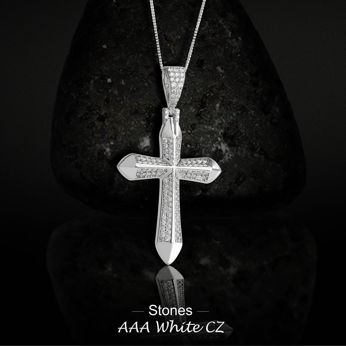 Iced Out Cross Pendant Holy Cross Necklace Sterling Silver Hip Hop