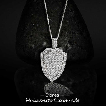 Icedout Warrior Shield Necklace Pendant Moissanite Diamond Silver Hip Hop Jewelry